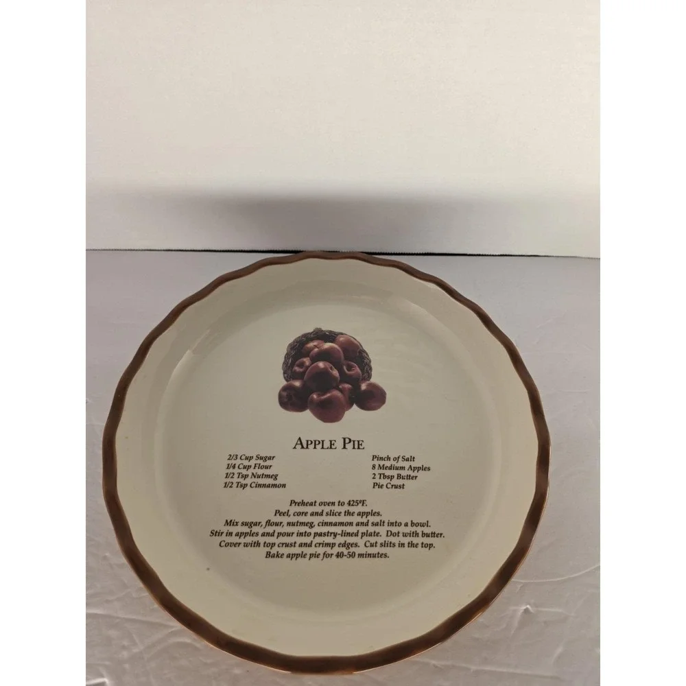 Vintage Apple Pie Recipe Ceramic Pie Plate 10